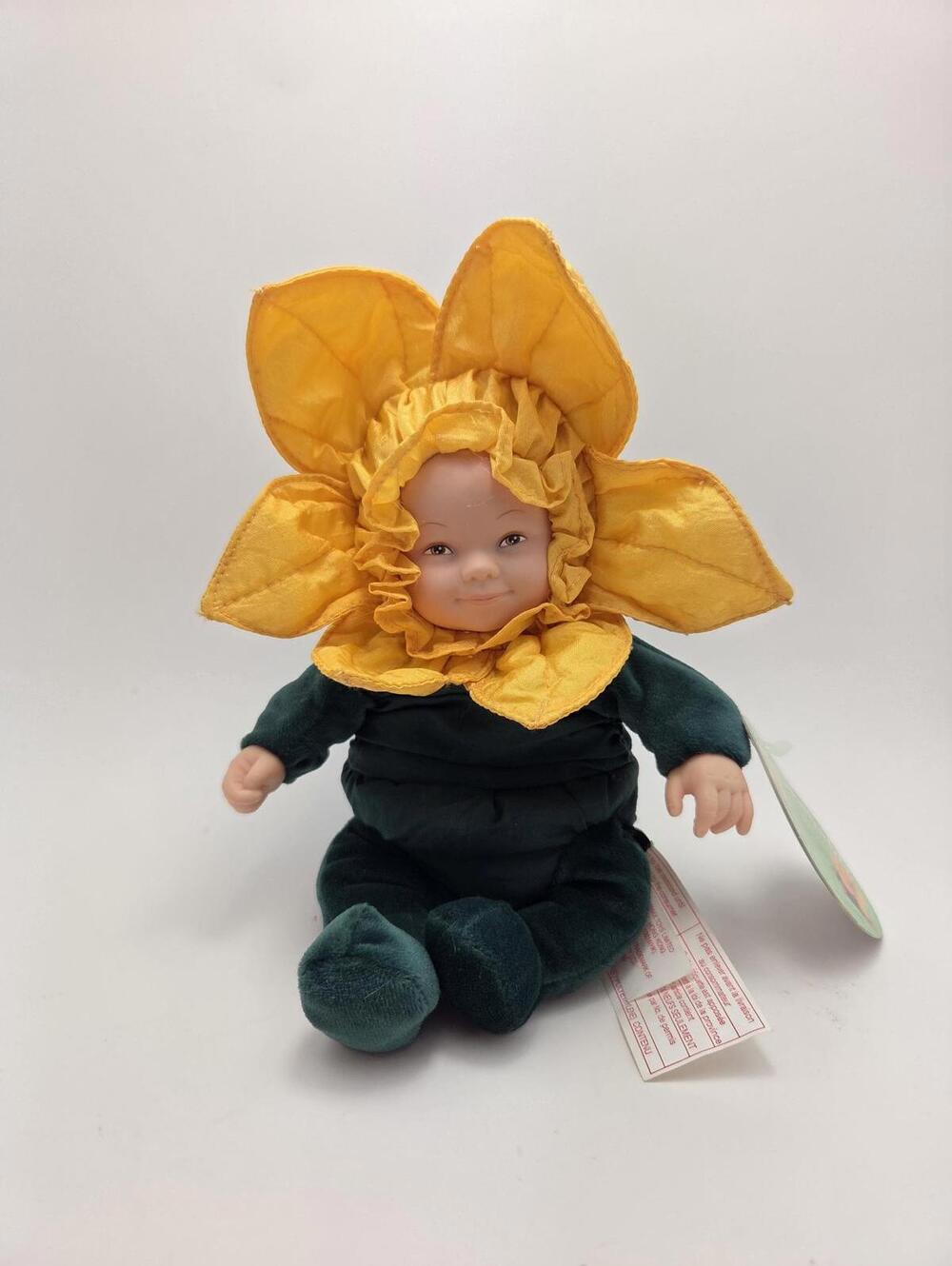 Cute Anne Geddes Baby Daffodils, 90s Vintage Collectible, Bean Filled (6 inch)